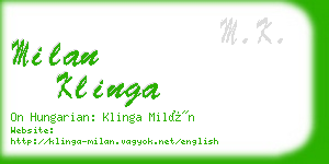 milan klinga business card